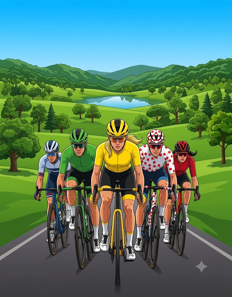 Cartoon image showing multiple cyclists